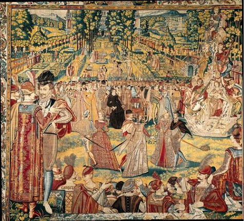 Fête aux Tuileries donnée par Catherine de Médicis en l'honneur des ambassadeurs polonais - tapisserie des Valois - Florence - musée des Offices